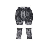 Gsou Snow Adult Black Flower Ski Snowboard Protective Gear Shorts And Knee Pads Set